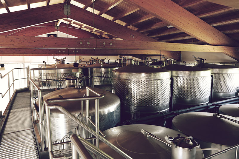 Fermentation tanks at the Rigoni Vittorino winery